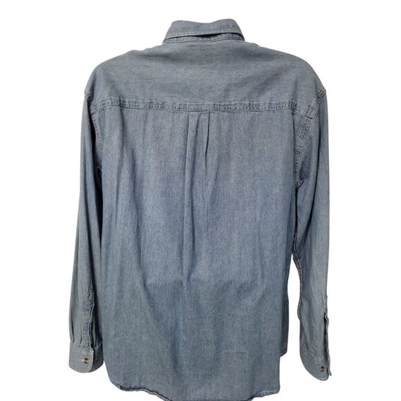 Vtg Foul Weather Gear Cold Storage Denim Long Sleeve Shirt Mens L Blue Alaska - Picture 2 of 11
